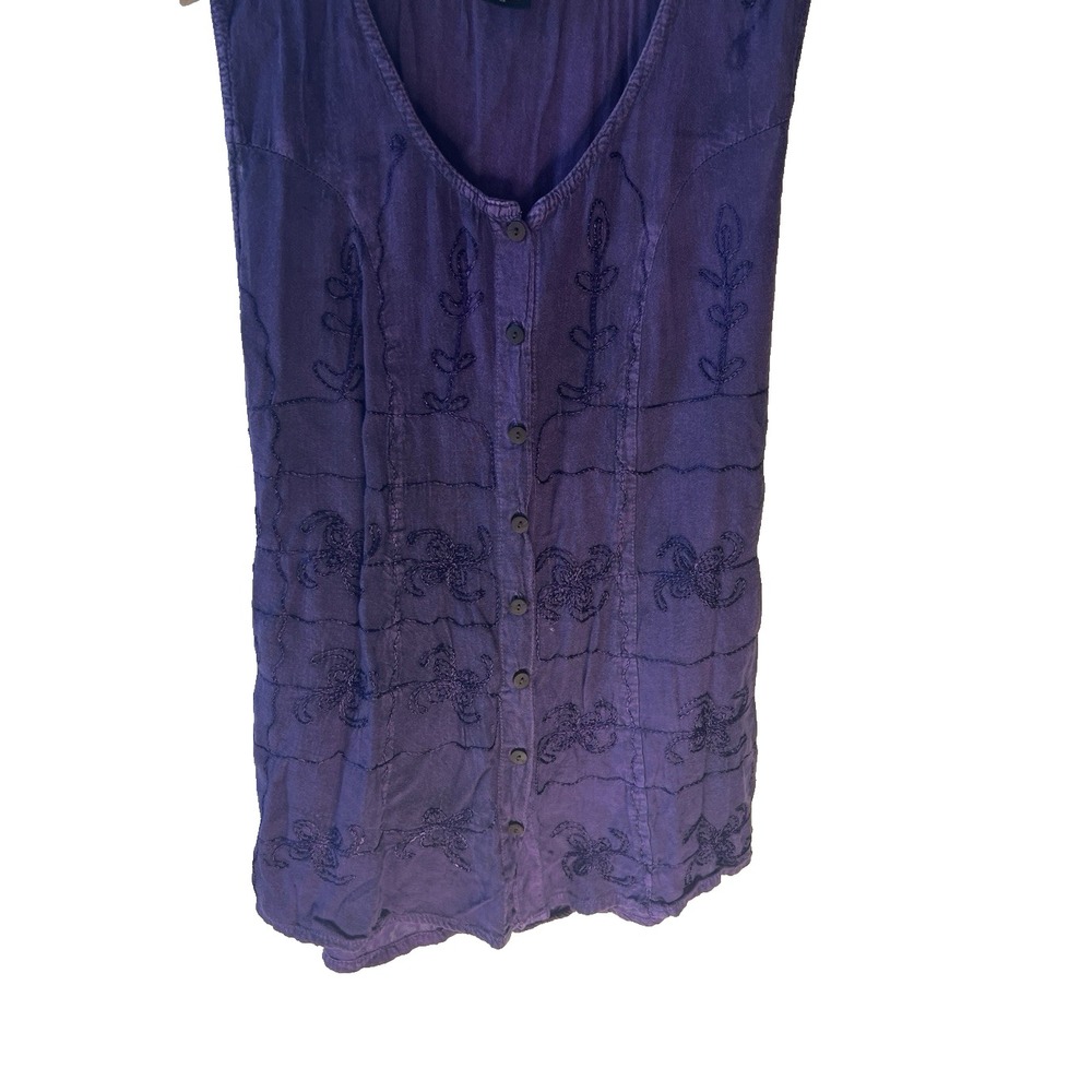 Vtg Y2K Angel Touch Purple Top Women M Embroidered Floral Whimsigoth‎ Artsy